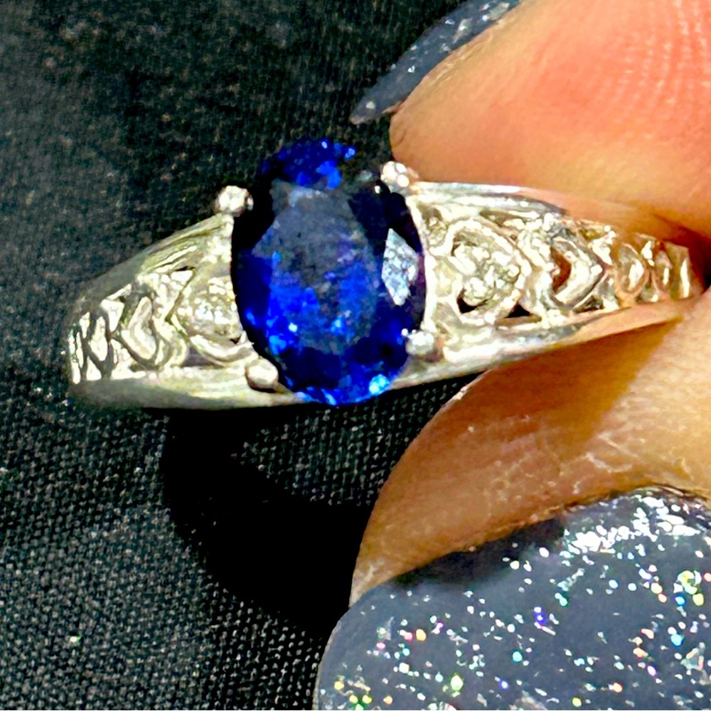Lab created sapphire ring